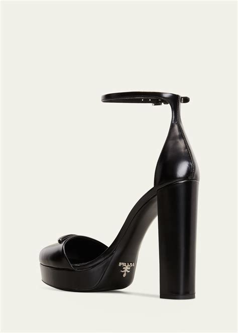 prada leather puffy logo platform pumps|prada ankle pumps.